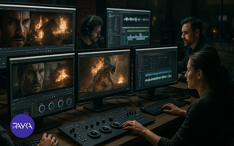 What does the post-production stage in making a movie include?